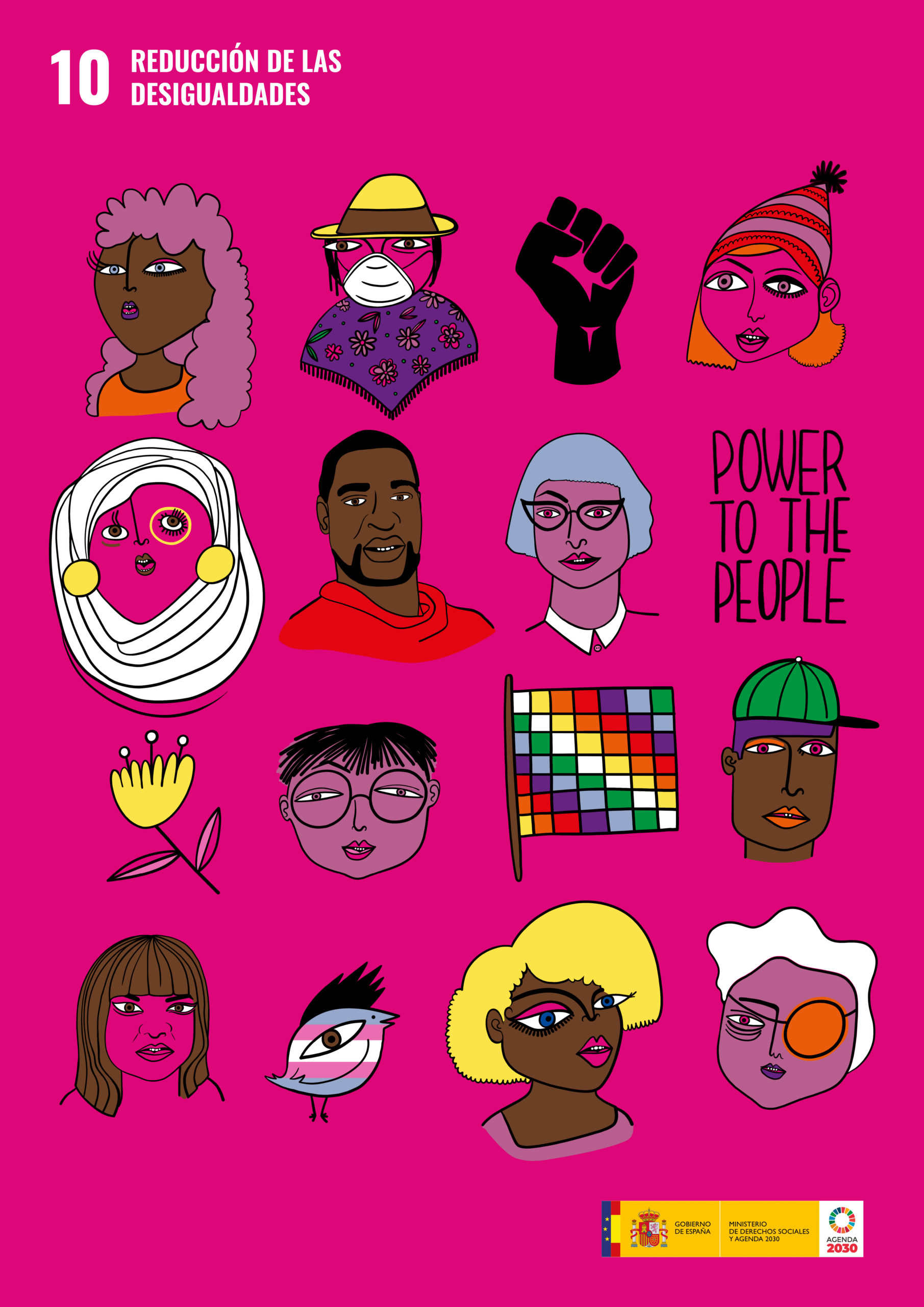 Cartel de Inma P.nitas para el ODS 10: Reducción de las desigualdades.