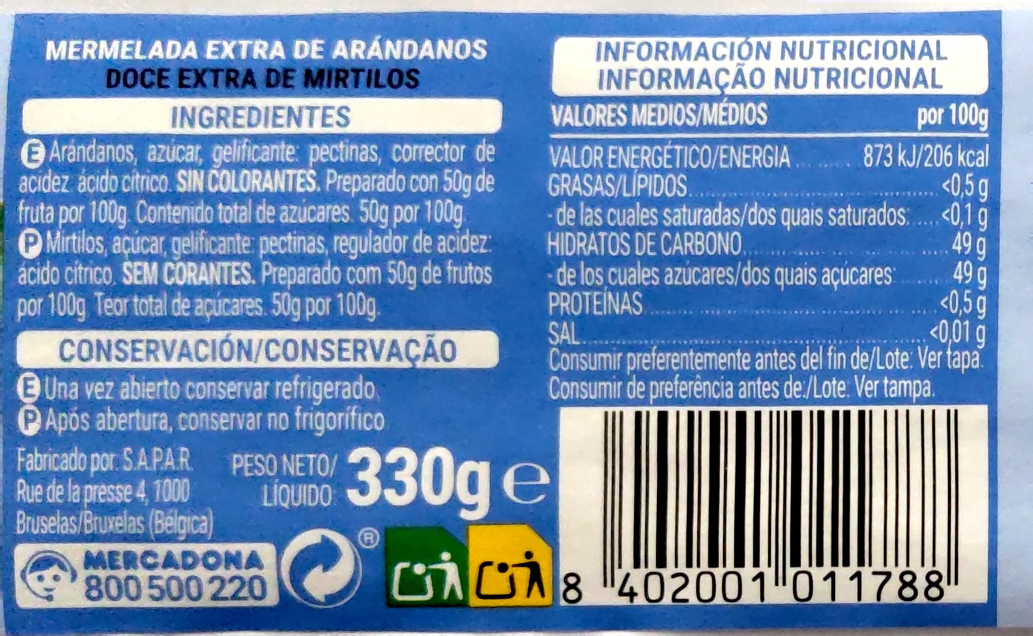 Mermelada de arándanos
