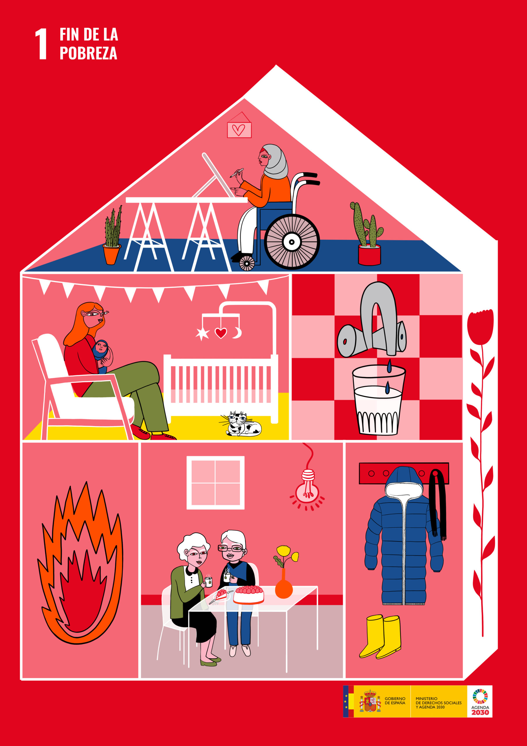 Cartel de Inma Pnitas dedicado al ODS 1: Fin de la pobreza.