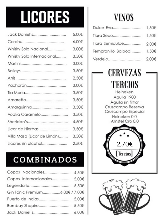 La Chamba: bebidas alcohólicas